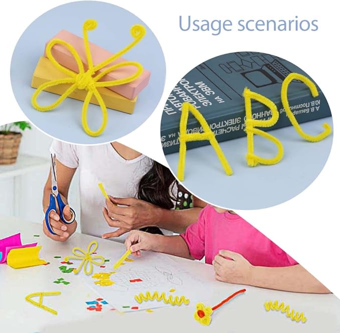 100 Pieces Pipe Cleaners Chenille Stem, Solid Color Pipe Cleaners Set for Pipe Cleaners DIY Arts Crafts Decorations, Chenille Stems Pipe Cleaners (Yellow)