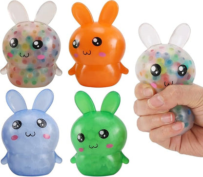 Easter Basket Stuffers,Easter Basket Essentials,4pcs Squishy Easter Bunny Stress Balls for Adults,Easter Stress Relief Fidget Balls,Easter Party Favors Easter Basket Ideas Gifts