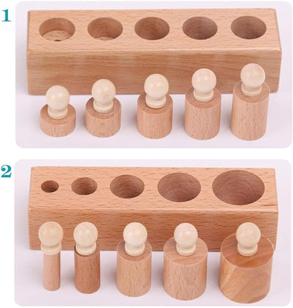 Thoth Montessori Knobbed Cylinder Socket Montessori Materials Wooden Cylinders Ladder Blocks Educational Wooden Toy Montessori Education Toy Family Version