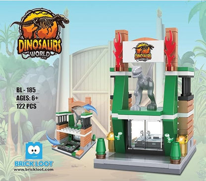 Brick Loot Exclusive Mini City Dino Dinosaurs World - Custom Designed Model - Set is Compatible with Other Major Brick Brands - 122 Piece Model