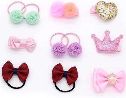 Little Girl Kids 3 Layer Lint Jewelry Box with Mirror and 35 Pieces Girl Princess Jewelry Dress Up Accessories Toy Playset Set