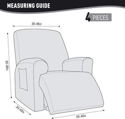 KinCam Recliner Covers, Stretch Reclining Chair Covers, Recliner Sofa Slipcovers Stripe Jacquard Recliner Couch Covers Furniture Protector Covers for Pet Kid (1 XL Seater, Black)