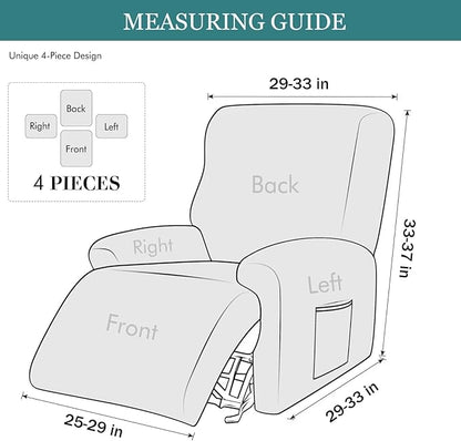 NILUOH Stretch Recliner Cover 4 Pieces Printed Lazy Boy Chair Covers Recliner Sofa Slipcover Anti-Slip Fitted Furniture Protector with Elastic Bottom, N1