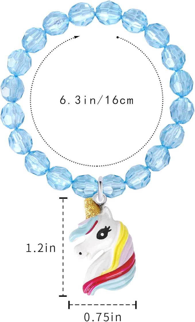 5pc Colorful Unicorn Bracelet, Little Girl Animal Bracelets, Teens Kids Owl Pendant Beaded Bracelet Girl Party Favor Pretend Play Bracelet