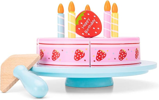 New Classic Toys Wooden Ice Cream Set Pretend Play Toy for Kids Cooking Simulation Educational Toys and Color Perception Toy for Preschool Age Toddlers Boys Girls