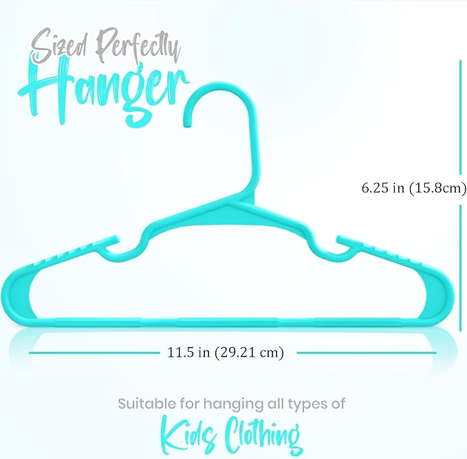 Utopia Home 60 Pack Kids Hangers - 11.5 Inch Plastic Baby Hangers for Closet - Childrens Hanger for Clothes & Infant Hanger for Closet - Ideal for Everyday Standard Use (Teal)