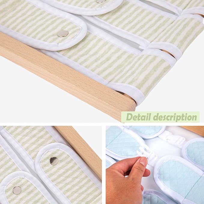 Montessori Wooden Toys for Dressing Learning Board Learning Basic Dressing Skills - Buttons, Snaps, Zippers, Belt Buckles & Velcro Toys for 1 2 3 Year Old Toddlers Sensory Toy Gifts(Snapping Cloth)