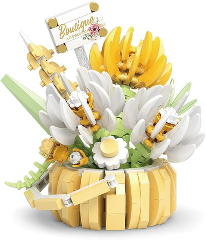 Flowers Succulents 3.6In Building Toy Set, 517 Pcs Botanical Collection for Office Home Decoration Flower Plant Building Blocks Toy, As a Adults, Kids, Girls Idea Gifts