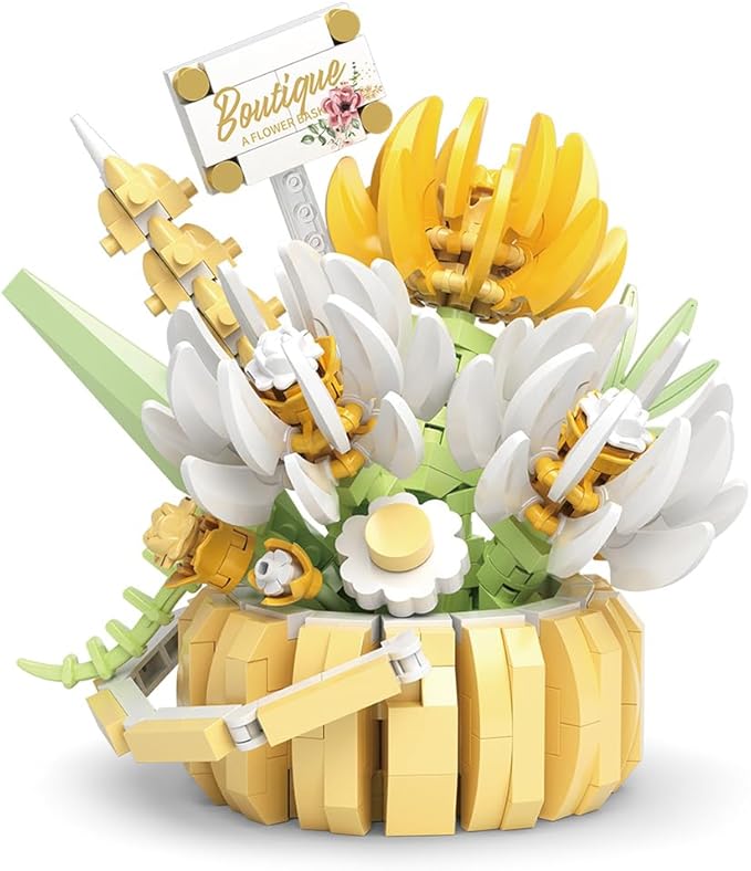 Flowers Succulents 3.6In Building Toy Set, 517 Pcs Botanical Collection for Office Home Decoration Flower Plant Building Blocks Toy, As a Adults, Kids, Girls Idea Gifts