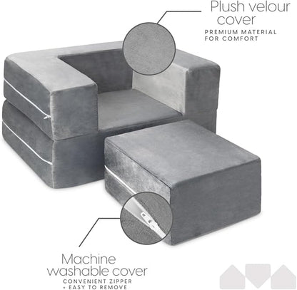 Milliard Kids Couch - Modular Kids Sofa for Toddler and Baby Playroom/Bedroom Furniture (Grey Small)