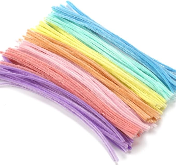 Pipe Cleaners Bulk Pastel,300 Pcs Thick Pipe Cleaner Crafts Supplies 7 Assortment Macaron Color Chenille Stems for Arts and Craft Projects Creative DIY Decorations(Candy color-300pcs)