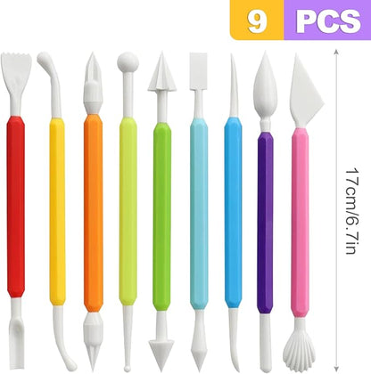 ZeriLion 9 Pcs Clay Sculpting Tools Set for Adults, Double-Ended Pottery Carving and Modeling Tools for Professional Air Dry and Polymer Clay Crafting