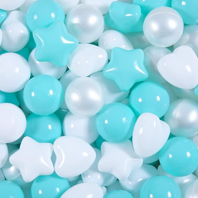 GOGOSO Ball Pit Balls Shapes for Kids - 100 Pieces Crush Proof Stress StarBalls BPA&Phthalate Free Non-Toxic Soft Plastic Ball for Baby Birthday Pool BallPit Accessories