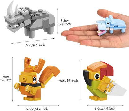 IAMGlobal 12 in 1 Mini Building Blocks Animals, Assorted Toy Animal, Building Blocks Stem Toys, Party Favor for Kids, Goodie Bags, Birthday, Carnival Prizes