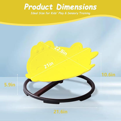 Kids Sensory Swivel Chair - Fish Spinning Chair Seat for Balance, Coordination - Sensory Therapy Stool for Kids with Autism & ADHD - Active Indoor Play Chair for Home & Classroom (Yellow)