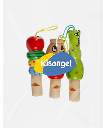 Kisangel 3pcs/Set Animal Wooden Whistles for Baby Kids Music Instrument Developmental Educational Toys for Kids Party Noisemakers Whistles Kids Birthday Goody Bag Fillers(Random Style)