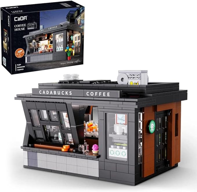 Corner Coffee Shop Modular Buildings,City House Sets,Assembly Square Street View Architecture Sets Bricks,CADA Bricks 66005 Building Block Toys Present for Adults(768 Pcs)