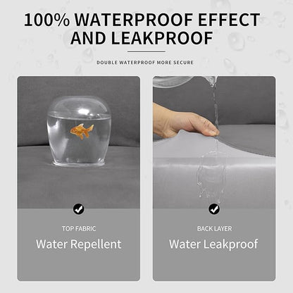 Easy-Going 100% Dual Waterproof Stretch Soft Couch Cover for Dogs, Sofa Slipcover for 3 Separate Cushion Couch Leakproof Furniture Protector for Kids, Pets Light Gray