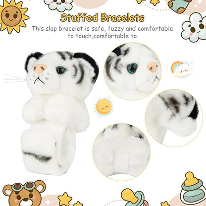 jarbins Animal Slap Bracelets Stuffed Animal Tiger Stuffed Animal Plush Slap Bracelets Bulk Kids Toys Wristband for Children Birthday Party Favors