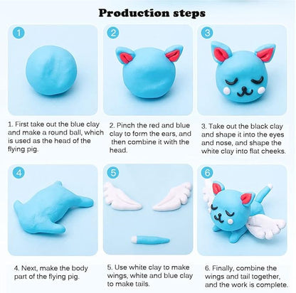 Hailimayo Modeling Clay Kit for Kids 50 Colors Air Dry Clay Polymer Creative DIY Soft Clay with Sculpting Tools, Reusable, Non-Sticky, Elastic, Best Gift for Boys & Girls