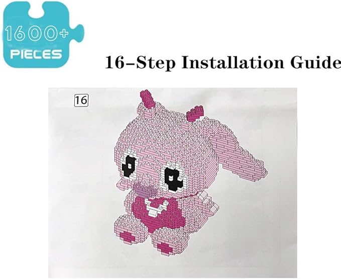 Building Bricks 1600+ Pieces Set - Classic Cartoon Characters Building Blocks - Mini Building Block for Boys Girls & Adults (Pink)