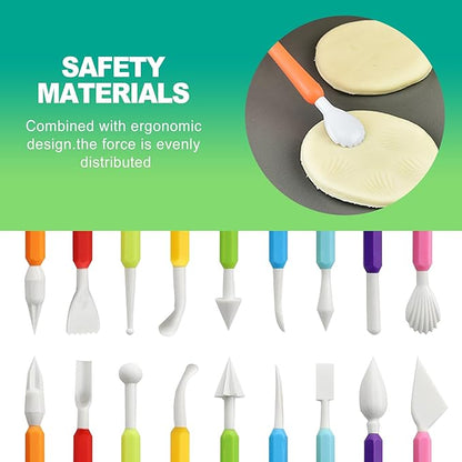 slaixiu 9 Pcs Clay Sculpting & Carving Tools Kit, Double Head Pottery & Ceramic Modeling Set for Air Dry Clay, Lippan Art Material for Kids & Adults DIY Crafts