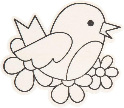 Fun Express Color Your Own Wood Spring Bird Shapes - Creative Craft Activity for Kids & Home Decor - Fun DIY Spring Art Project for Kids - Perfect for Seasonal Crafts & Parties - 24 Pieces