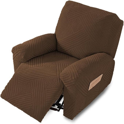 NORTHERN BROTHERS Recliner Chair Covers - Lazy Boy Recliner Covers That Stay in Place, 4 Pieces Reclining Chair Cover Recliner Slipcovers 1 Seater, Brown