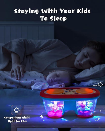 Baby Toys for 6 to 12 Months, Drum Musical Instruments Rotating Light Up Toy for 12-18 Months Kids, Tummy Time Toys for Baby 0-3-6-9 Month, Walker for Baby Boy Girl Toys 1 Year Old (Blue)