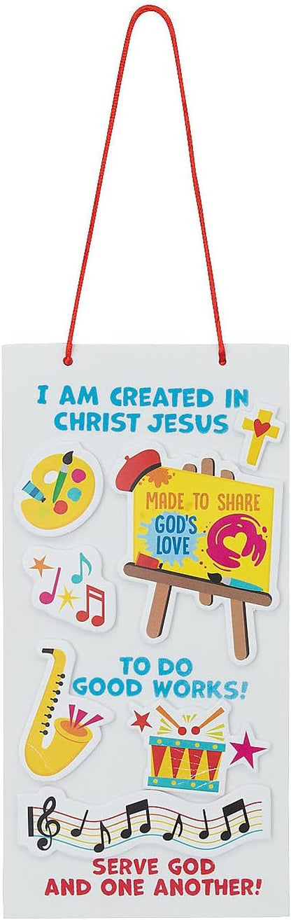 Fun Express Studio VBS Verse Sign Craft Kit - Makes 12 - VBS Vacation Bible School Supplies/Decor