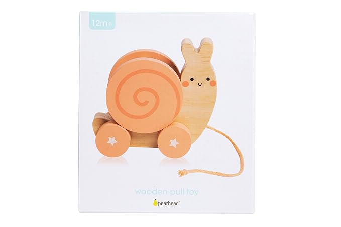 Pearhead Montessori Snail Pull Toy, Pull Along Wooden Toy, Early Development Push and Pull String Toy, Motor Skill Toy for Toddlers Ages 1+ Year