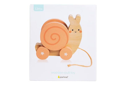 Pearhead Montessori Snail Pull Toy, Pull Along Wooden Toy, Early Development Push and Pull String Toy, Motor Skill Toy for Toddlers Ages 1+ Year