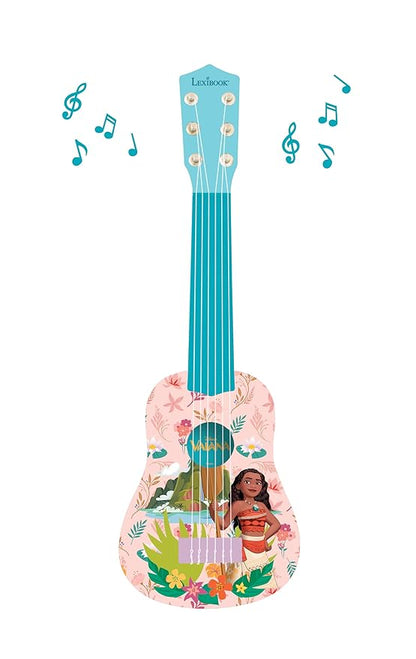 Lexibook, Disney Moana, My First Guitar for Children, 6 Nylon Strings, 53 cm / 21'', Guide Included, Pink/Blue, K200VN