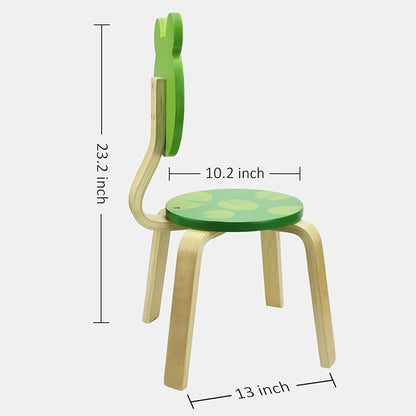 iPlay, iLearn 2 PCS Wooden Kids Chair Sets, Natural Hardwood 2 Frog Animal Children Chairs, Furniture Set for Toddlers Kids Boys Girls, Stackable for Playroom, Nursery, Preschool, Kindergarten