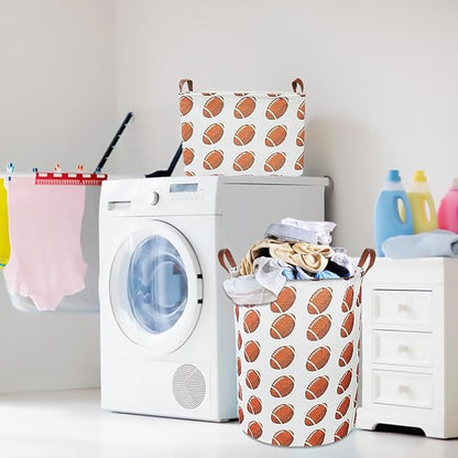 CLOCOR Kids Laundry Basket,Waterproof Nursery Hamper for Baby Boy,Football Storage Baskets for Boys Bedroom,Kids Toys Storage Bin,Room Decor,Gift Basket（Rugby