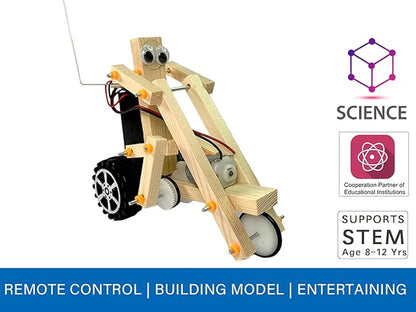 Wooden Wireless Remote Control Robotics Bicycle K3 - Creative Engineering Circuit Science STEM Building Kit - Electric Motor DIY Experiment for Kids, Teens and Adults