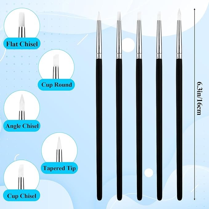 15PCS Silicone Sculpting Tools, Clay Sculpting Tools, Silicone Clay Tool, Modeling Dotting Tool Set with Wooden Handle Ball Stylus for Clays Sculpture, Carving and Shaping