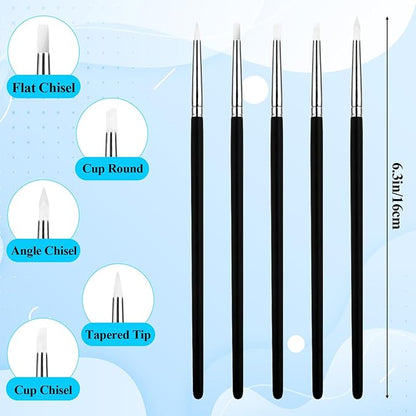 15PCS Silicone Sculpting Tools, Clay Sculpting Tools, Silicone Clay Tool, Modeling Dotting Tool Set with Wooden Handle Ball Stylus for Clays Sculpture, Carving and Shaping