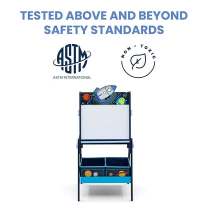 Delta Children Space Adventures Wooden Activity Easel with Storage - Ideal for Arts & Crafts, Drawing, Homeschooling and More - Greenguard Gold Certified, Blue