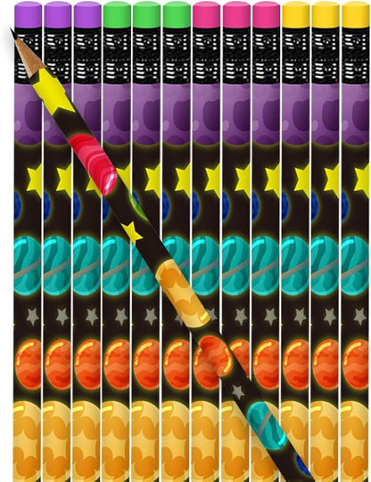 ArtCreativity Space Design Pencils, Set of 24, Cool Space-Themed Writing Pencils with Erasers, Birthday Party Favors, Party Goody Bag Fillers, Teacher Supplies for Classroom