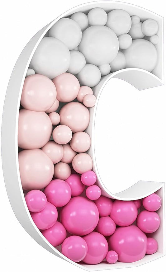 3FT Tall Mosaic Balloon Frame Letters Big Marquee Light Up Letters DIY Kit for Birthday Party Wedding Backdrop Decor Letter C Pre-Cut Foam Board