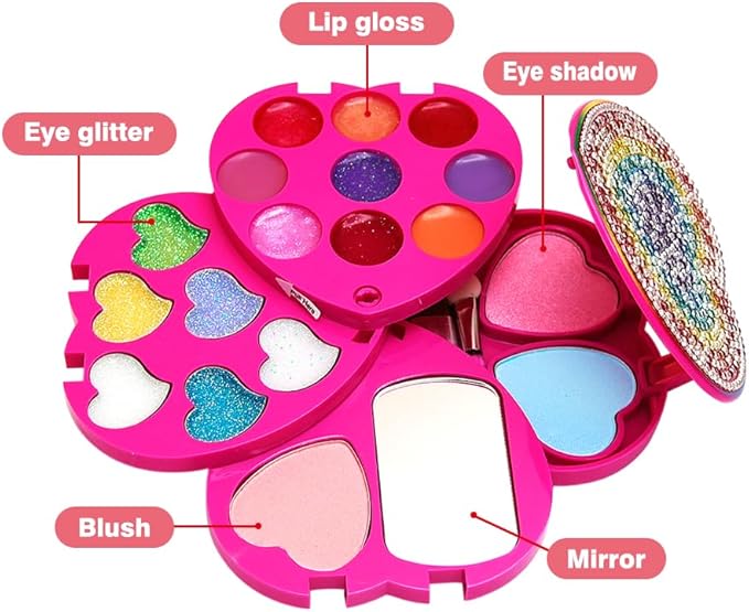 Heart Shape for Kids Makeup Kit, Real, Non Toxic, Washable Make Up for Girls Kids