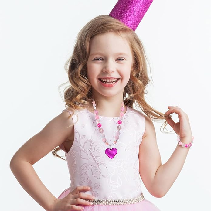 PinkSheep Toddler Jewelry Kids Jewelry Kids Necklace Choker and Bracelet 3 Pack 9pcs, Little Girls Jewelry In Box, Flower Girl Gift Kids Girls Accessories