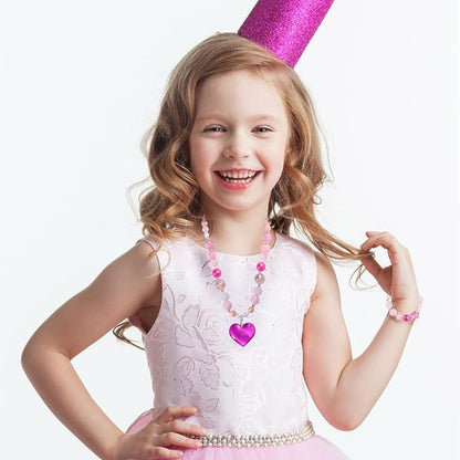 PinkSheep Toddler Jewelry Kids Jewelry Kids Necklace Choker and Bracelet 3 Pack 9pcs, Little Girls Jewelry In Box, Flower Girl Gift Kids Girls Accessories