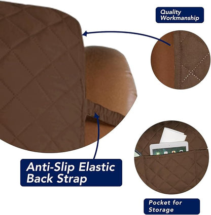PureFit Reversible Quilted Sofa Cover, Water Resistant Furniture Protector, Washable Couch Cover with Non Slip and Elastic Straps for Kids, Dogs, Pets (Oversized Recliner, Coffee/Ivory)