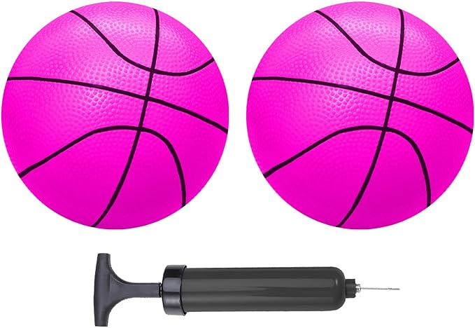 ABAJI Mini Basketballs Pink 2 PCS 5" Set with Random Color Pump Needle Durable Material for Mini Hoop Toddlers Kids Teenagers for Pool Indoors Outdoors
