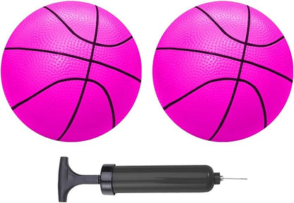 ABAJI Mini Basketballs Pink 2 PCS 5" Set with Random Color Pump Needle Durable Material for Mini Hoop Toddlers Kids Teenagers for Pool Indoors Outdoors