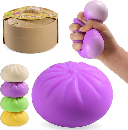 Dumpling Squishy Mystery Box, Dumplings Squeeze Stress Balls for Kids & Adults, Sensory Fidget Toys for Anxiety Relief, Crazy Fun Squishy Dumpling Ideal Gift for Boys,Girls,Teens (Purple)