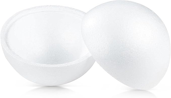Half Foam Ball 2-Pack - 7.8 x 7.8 x 3.9 in, White - DIY Art Craft & Modeling Supply - Sphere Dome for Crafts Projects