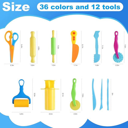 Air Dry Clay 48Pcs - 36 Colors Modeling Clays Kit with 12Pcs Dough Tools, Dough Accessories Includes Basic Dough Tools and DIY Molding Magic Clay for Boys,Girls,Kids Ages 4-8